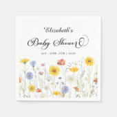 ベビーイン開花ワイルドフラワーベビーシャワー スタンダードカクテルナプキン (正面)
