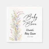 ベビーイン開花ワイルドフラワーベビーシャワー スタンダードカクテルナプキン (正面)