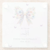 ベビーイン開花ワイルドフラワーボウガールベイビーシャワー ガラスコースター (裏面)