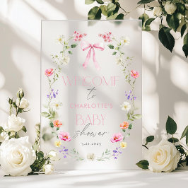 ベビーイン開花ワイルドフラワーボウベイビーシャワーウェルカム アクリルサイン