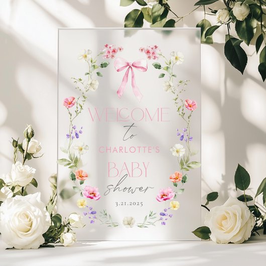 ベビーイン開花ワイルドフラワーボウベイビーシャワーウェルカム アクリルサイン