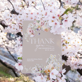 ベビーイン開花ワイルドフラワーボホベイビーシャワー サンキューカード