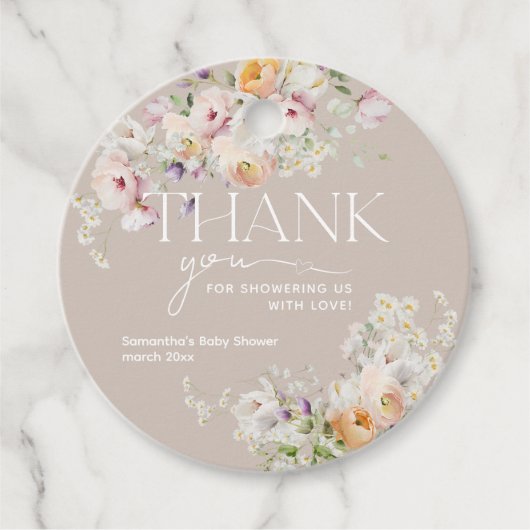 ベビーイン開花ワイルドフラワーボホベイビーシャワー フェイバータグ (正面)