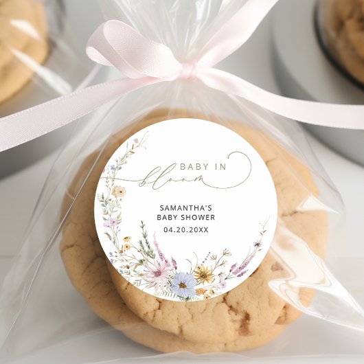 ベビーイン開花ワイルドフラワーボホベイビーシャワー ラウンドシール