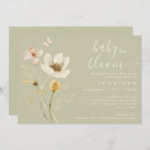 ベビーイン開花ワイルドフラワーボホベイビーシャワー 招待状 (正面/裏面)