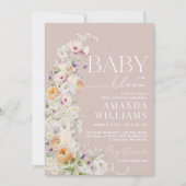 ベビーイン開花ワイルドフラワーボホベビーガールシャワー 招待状 (正面)
