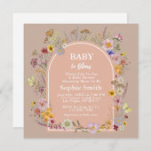 ベビーイン開花ワイルドフラワーマウブピンク 招待状 (正面/裏面)