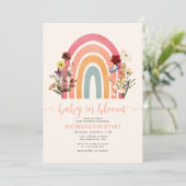 ベビーイン開花ワイルドフラワーレインボーガールベビーシャワー 招待状 (スタンド正面)