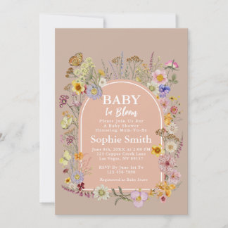 ベビーイン開花ワイルドフラワー赤面ピンク 招待状