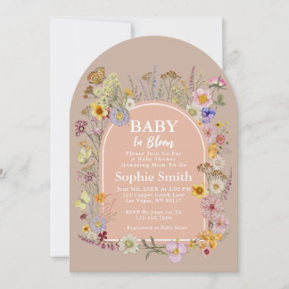 ベビーイン開花ワイルドフラワー赤面ピンク 招待状