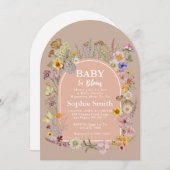 ベビーイン開花ワイルドフラワー赤面ピンク 招待状 (正面/裏面)