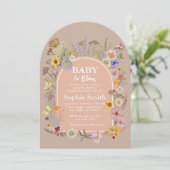 ベビーイン開花ワイルドフラワー赤面ピンク 招待状 (スタンド正面)