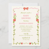 ベビーイン開花手引きフローラ弓ベビーシャワー 招待状 (正面)