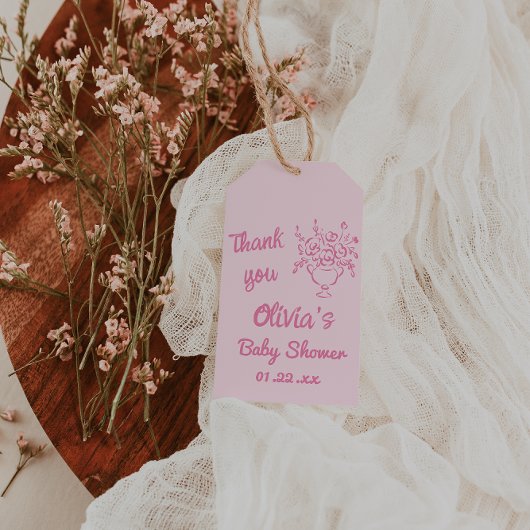 ベビーイン開花描フローラブーケベビーシャワー ギフトタグ