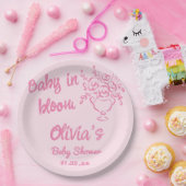 ベビーイン開花描フローラブーケベビーシャワー ペーパープレート (パーティー)