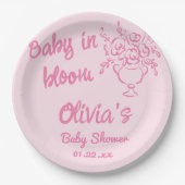 ベビーイン開花描フローラブーケベビーシャワー ペーパープレート (正面)