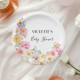 ベビーイン開花春フローラガールベビーシャワー ペーパープレート