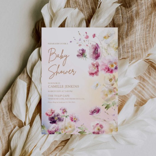 ベビーイン開花春フローラベビーシャワー招待状 招待状