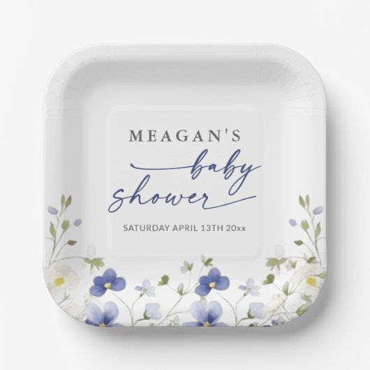 ベビーイン開花春ワイルドフラワーベビーシャワー ペーパープレート (正面)