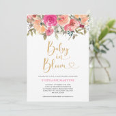 ベビーイン開花水彩秋フローラベビーシャワー 招待状 (スタンド正面)