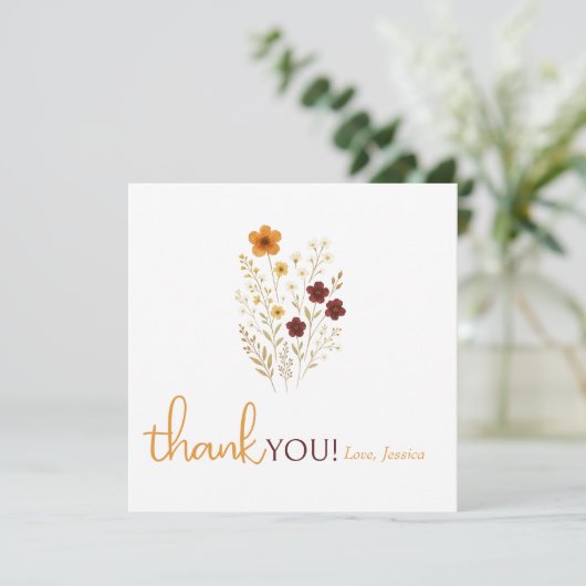 ベビーイン開花秋ワイルドフラワーベビーシャワー サンキューカード (スタンド正面)