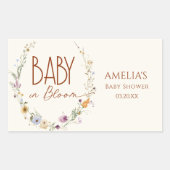 ベビーイン開花素朴テラコッタフローラベビーシャワー 長方形シール (正面)