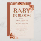 ベビーイン開花素朴フローラ秋ベビーシャワー 招待状 (正面/裏面)