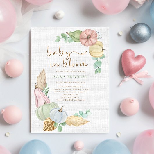 ベビーイン開花素朴秋ボホパンプキンベビーショー 招待状