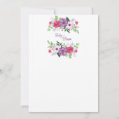 ベビーイン開花紫ピンク花ベビーシャワー 招待状 (裏面)