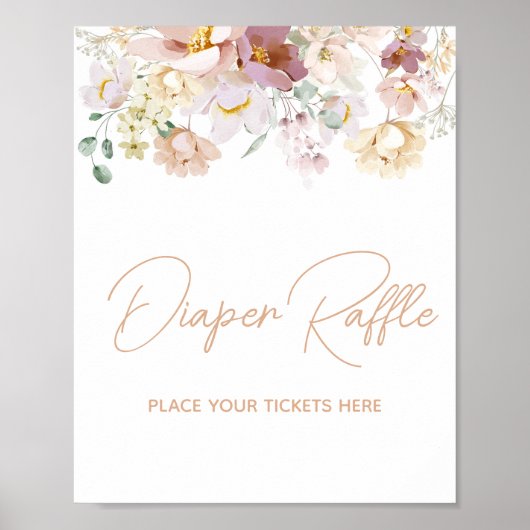 ベビーイン開花花模様ベビーシャワーおむつラッフル ポスター (正面)