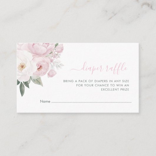 ベビーイン開花赤ちゃんシャワーおむつラッフル エンクロージャーカード (正面)