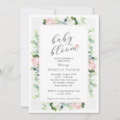 ベビーイン開花赤面ピンクローゼズボホベイビーシャワー 招待状 (正面)