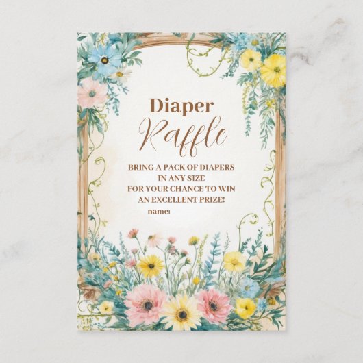 ベビーイン開花赤面&ティール(緑がかった色)春おむつラッフル エンクロージャーカード (正面)