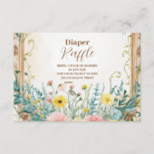 ベビーイン開花赤面&ティール（緑がかった色）春おむつラッフル エンクロージャーカード (正面)