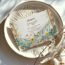 ベビーイン開花赤面&ティール（緑がかった色）春おむつラッフル エンクロージャーカード