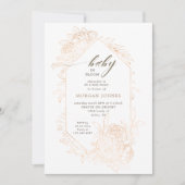 ベビーイン開花金ゴールドフローラベビーシャワー招待状 (正面)