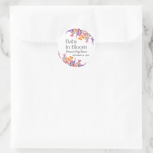 ベビーイン開花鮮やか春の花ベビーシャワー ラウンドシール (バッグ)