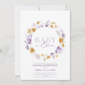 ベビーイン開花- エレガントフローラベビーシャワー 招待状 (正面)