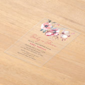 ベビーイン開花、シャワー招待状アクリル招待状 アクリル招待状 (レイダウン)