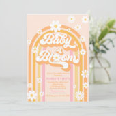 ベビーイン開花Groovyデイジーレインボーベビーシャワー 招待状 (スタンド正面)