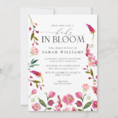 ベビーイン開花QRコード水色フローラシャワー 招待状 (正面)