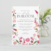 ベビーイン開花QRコード水色フローラシャワー 招待状 (スタンド正面)