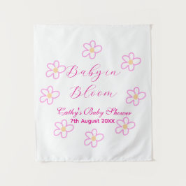 ベビーイン・ブルーム ピンクの花のベビーシャワー シンプル エレガント タペストリー