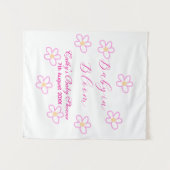 ベビーイン・ブルーム ピンクの花のベビーシャワー シンプル エレガント タペストリー (正面(横))