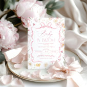 ベビーイン・ブルーム ピンクボウ リボンフレーム ベビーシャワー 招待状