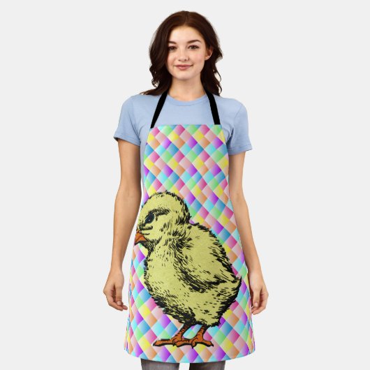 ベビーイースターシ数々のック色の正方形デザインエプロン エプロン (着用した状態)