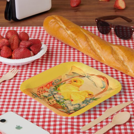 ベビーイースターチックスのバスケット紙プレート ペーパープレート (ピクニック)