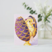 ベビーイースターフラッパーひよこ紫の卵の水色 ポストカード (スタンド正面)