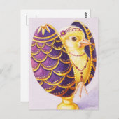 ベビーイースターフラッパーひよこ紫の卵の水色 ポストカード (正面/裏面)