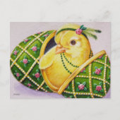 ベビーイースターフラッパーひよこ緑の卵の水のカラーアート ポストカード (正面)